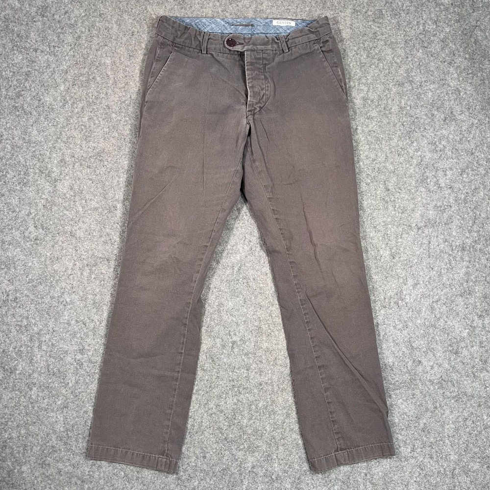 Gustin Graphite Brown California Washed Slim Fit Chino Pants Men's Size 32